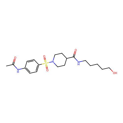 1-{[4-(acetylamino)phenyl]sulfonyl}-N-(5-hydroxypentyl)piperidine-4-carboxamide structure