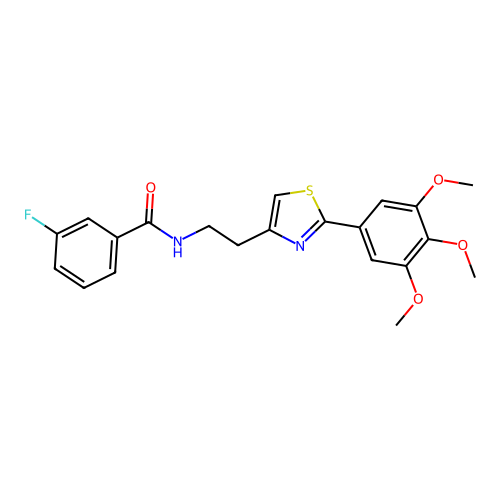 3-fluoro-N-{2-[2-(3,4,5-trimethoxyphenyl)-1,3-thiazol-4-yl]ethyl}benzamide structure