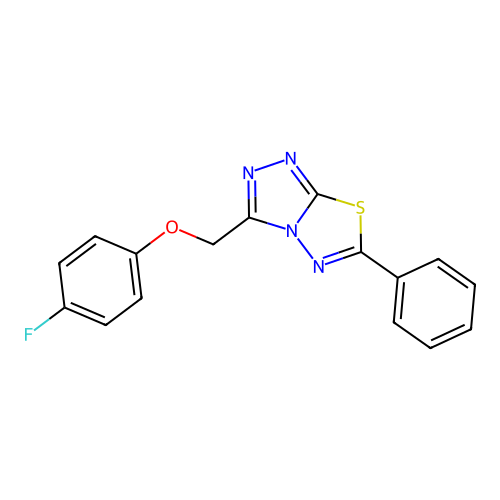 3-[(4-Fluorophenoxy)methyl]-6-phenyl-[1,2,4]triazolo[3,4-b][1,3,4]thiadiazole structure