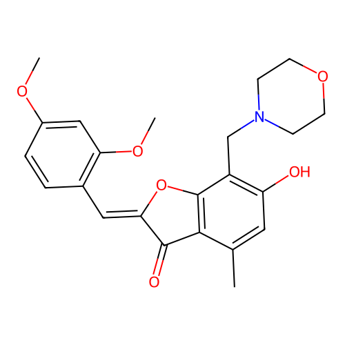 (Z)-2-(2,4-dimethoxybenzylidene)-6-hydroxy-4-methyl-7-(morpholinomethyl)benzofuran-3(2H)-one structure