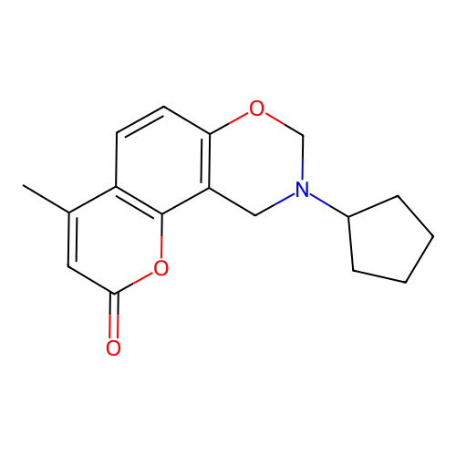 9-cyclopentyl-4-methyl-9,10-dihydrochromeno[8,7-e][1,3]oxazin-2(8H)-one structure