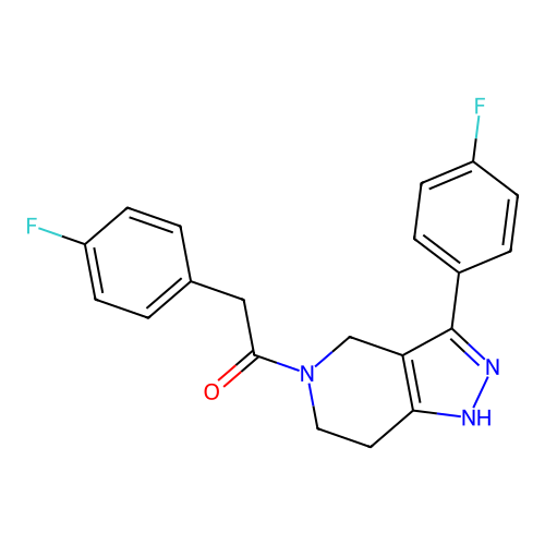 2-(4-fluorophenyl)-1-(3-(4-fluorophenyl)-6,7-dihydro-2H-pyrazolo[4,3-c]pyridin-5(4H)-yl)ethanone structure