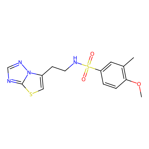 4-methoxy-3-methyl-N-(2-(thiazolo[3,2-b][1,2,4]triazol-6-yl)ethyl)benzenesulfonamide structure