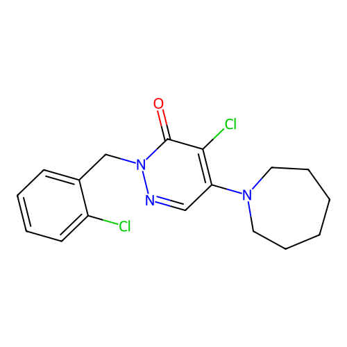 5-(azepan-1-yl)-4-chloro-2-(2-chlorobenzyl)pyridazin-3(2H)-one structure