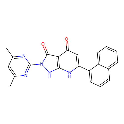 2-(4,6-dimethylpyrimidin-2-yl)-4-hydroxy-6-(naphthalen-1-yl)-1,2-dihydro-3H-pyrazolo[3,4-b]pyridin-3-one structure