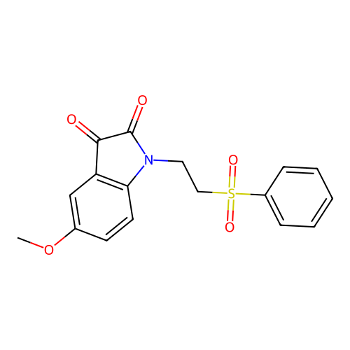 5-methoxy-1-[2-(phenylsulfonyl)ethyl]-1H-indole-2,3-dione structure