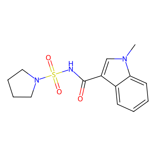 1-methyl-N-(pyrrolidin-1-ylsulfonyl)-1H-indole-3-carboxamide structure