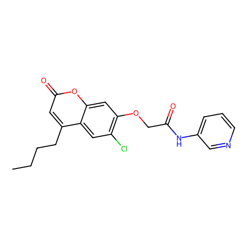 2-((4-butyl-6-chloro-2-oxo-2H-chromen-7-yl)oxy)-N-(pyridin-3-yl)acetamide structure