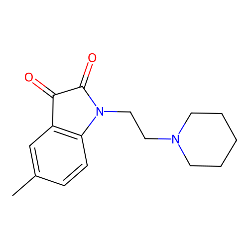 5-methyl-1-[2-(piperidin-1-yl)ethyl]-1H-indole-2,3-dione structure
