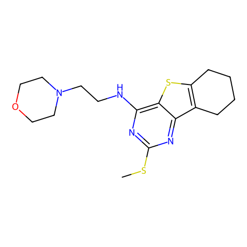 2-(methylsulfanyl)-N-[2-(morpholin-4-yl)ethyl]-6,7,8,9-tetrahydro[1]benzothieno[3,2-d]pyrimidin-4-amine structure