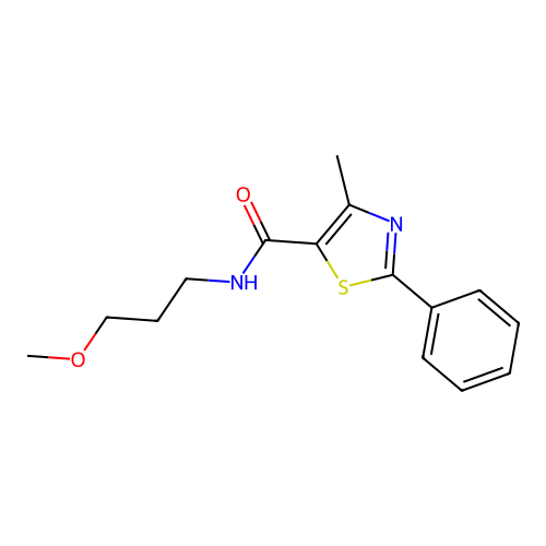 N-(3-methoxypropyl)-4-methyl-2-phenyl-1,3-thiazole-5-carboxamide structure
