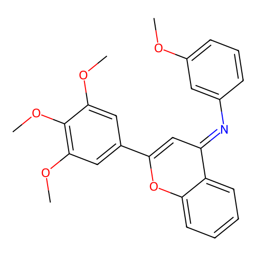 (E)-3-methoxy-N-(2-(3,4,5-trimethoxyphenyl)-4H-chromen-4-ylidene)aniline structure