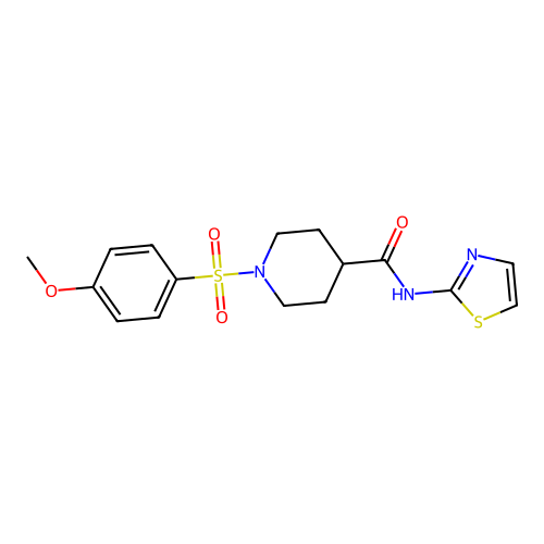 1-((4-methoxyphenyl)sulfonyl)-N-(thiazol-2-yl)piperidine-4-carboxamide structure