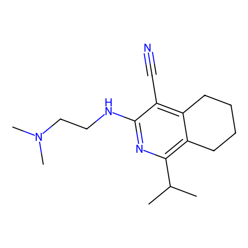 3-(2-dimethylaminoethylamino)-1-propan-2-yl-5,6,7,8-tetrahydroisoquinoline-4-carbonitrile structure
