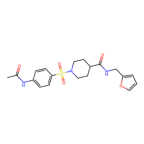 1-{[4-(acetylamino)phenyl]sulfonyl}-N-(furan-2-ylmethyl)piperidine-4-carboxamide structure