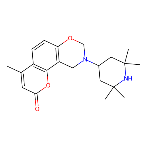 4-methyl-9-(2,2,6,6-tetramethylpiperidin-4-yl)-8,10-dihydropyrano[2,3-f][1,3]benzoxazin-2-one structure
