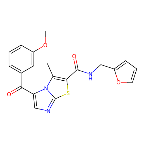 N-(furan-2-ylmethyl)-5-(3-methoxybenzoyl)-3-methylimidazo[2,1-b]thiazole-2-carboxamide structure