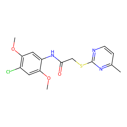 N-(4-chloro-2,5-dimethoxyphenyl)-2-(4-methylpyrimidin-2-yl)sulfanylacetamide structure