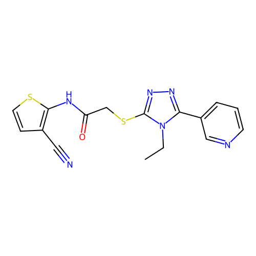 N-(3-cyanothiophen-2-yl)-2-[(4-ethyl-5-pyridin-3-yl-1,2,4-triazol-3-yl)sulfanyl]acetamide structure
