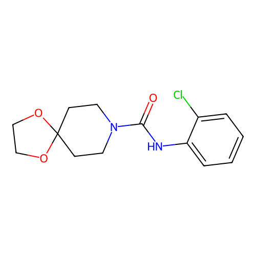 N-(2-chlorophenyl)-1,4-dioxa-8-azaspiro[4.5]decane-8-carboxamide structure