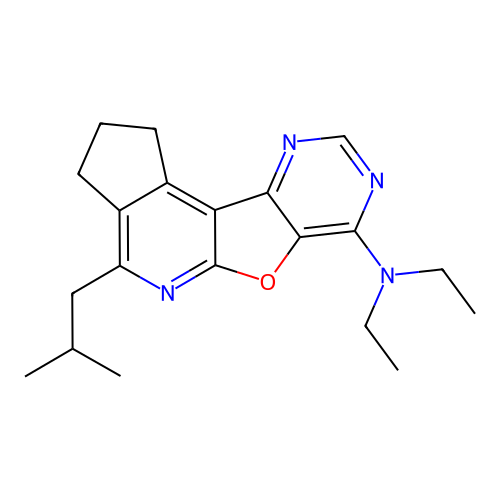 N,N-diethyl-4-(2-methylpropyl)-2,3-dihydro-1H-cyclopenta[4',5']pyrido[3',2':4,5]furo[3,2-d]pyrimidin-7-amine structure