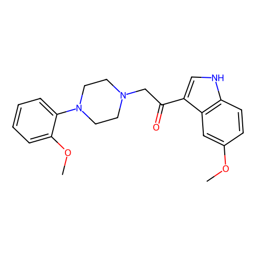 1-(5-methoxy-1H-indol-3-yl)-2-[4-(2-methoxyphenyl)piperazin-1-yl]ethanone structure