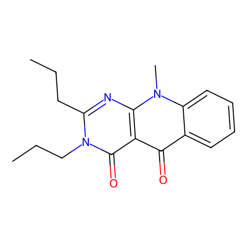 10-methyl-2,3-dipropylpyrimido[4,5-b]quinoline-4,5(3H,10H)-dione structure