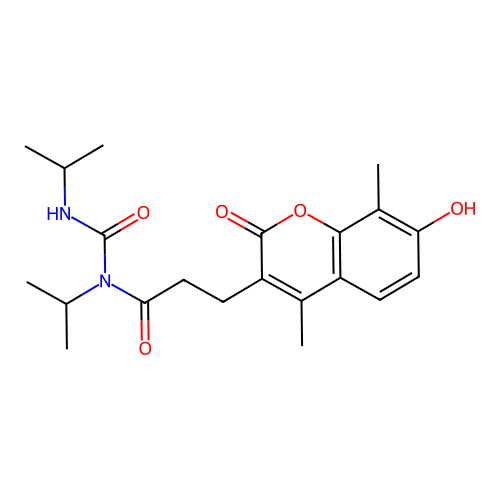 3-(7-hydroxy-4,8-dimethyl-2-oxo-2H-chromen-3-yl)-N-(propan-2-yl)-N-(propan-2-ylcarbamoyl)propanamide structure