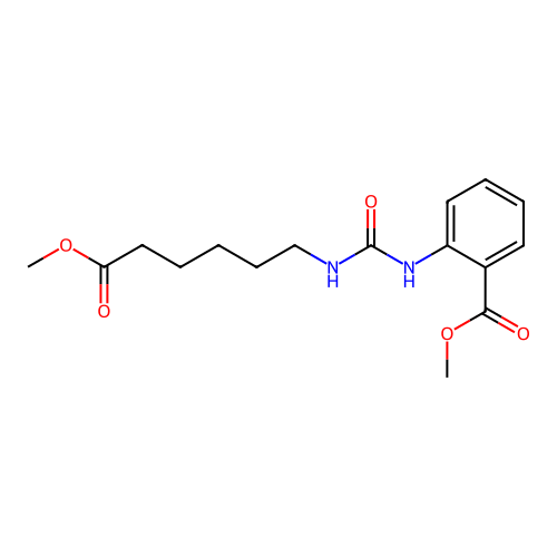 Methyl 2-{[(6-methoxy-6-oxohexyl)carbamoyl]amino}benzoate structure