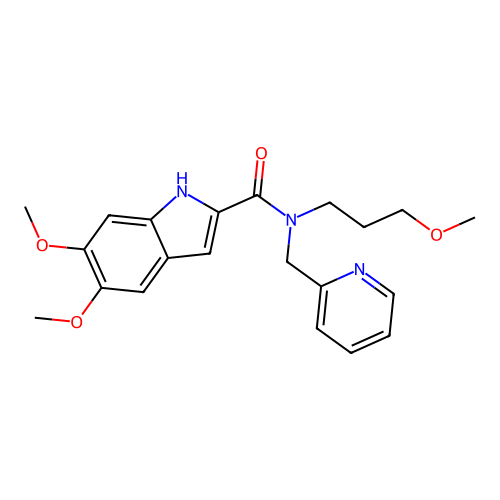 5,6-dimethoxy-N-(3-methoxypropyl)-N-(pyridin-2-ylmethyl)-1H-indole-2-carboxamide structure