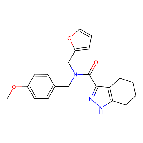 N-(furan-2-ylmethyl)-N-(4-methoxybenzyl)-4,5,6,7-tetrahydro-1H-indazole-3-carboxamide structure