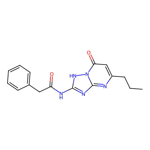 N-(7-hydroxy-5-propyl[1,2,4]triazolo[1,5-a]pyrimidin-2-yl)-2-phenylacetamide structure