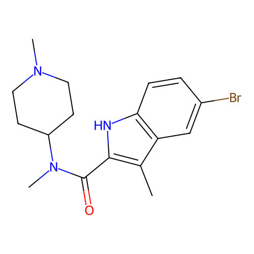 5-bromo-N,3-dimethyl-N-(1-methylpiperidin-4-yl)-1H-indole-2-carboxamide structure
