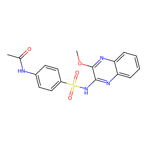 N-[4-[(3-methoxyquinoxalin-2-yl)sulfamoyl]phenyl]acetamide structure