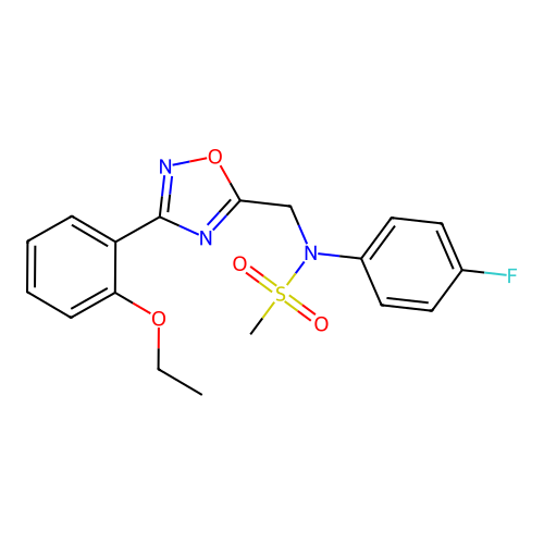 N-((3-(2-ethoxyphenyl)-1,2,4-oxadiazol-5-yl)methyl)-N-(4-fluorophenyl)methanesulfonamide structure