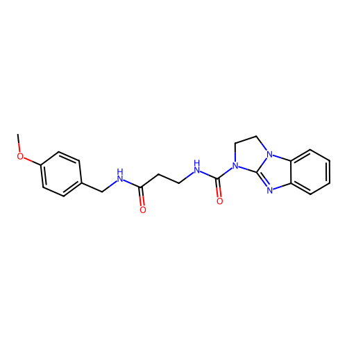 N-(3-((4-methoxybenzyl)amino)-3-oxopropyl)-2,3-dihydro-1H-benzo[d]imidazo[1,2-a]imidazole-1-carboxamide structure