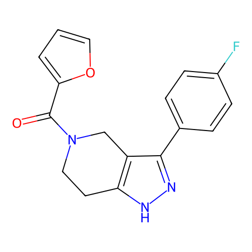(3-(4-fluorophenyl)-6,7-dihydro-2H-pyrazolo[4,3-c]pyridin-5(4H)-yl)(furan-2-yl)methanone structure