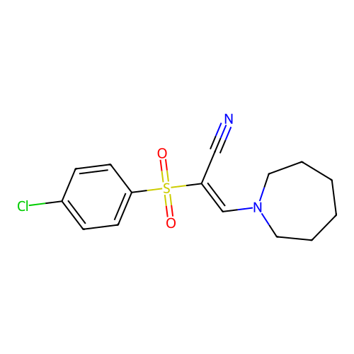 (2E)-3-(azepan-1-yl)-2-[(4-chlorophenyl)sulfonyl]prop-2-enenitrile structure