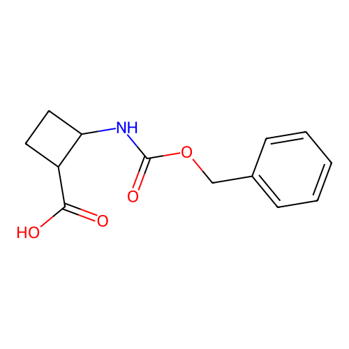 Trans-2-(((benzyloxy)carbonyl)amino)cyclobutane-1-carboxylic acid structure
