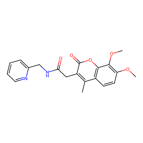 2-(7,8-dimethoxy-4-methyl-2-oxo-2H-chromen-3-yl)-N-(pyridin-2-ylmethyl)acetamide structure