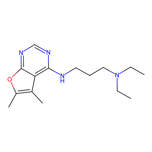 N-(5,6-dimethylfuro[2,3-d]pyrimidin-4-yl)-N',N'-diethylpropane-1,3-diamine structure