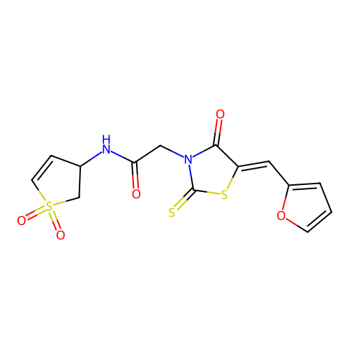 (Z)-N-(1,1-dioxido-2,3-dihydrothiophen-3-yl)-2-(5-(furan-2-ylmethylene)-4-oxo-2-thioxothiazolidin-3-yl)acetamide structure