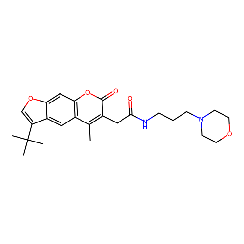 2-(3-(tert-butyl)-5-methyl-7-oxo-7H-furo[3,2-g]chromen-6-yl)-N-(3-morpholinopropyl)acetamide structure