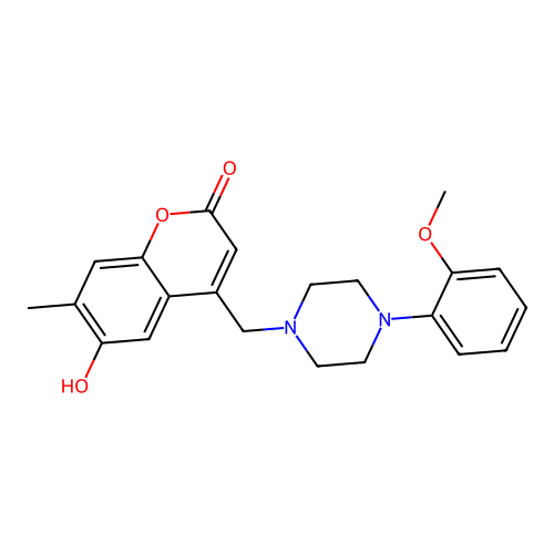 6-hydroxy-4-((4-(2-methoxyphenyl)piperazin-1-yl)methyl)-7-methyl-2H-chromen-2-one structure