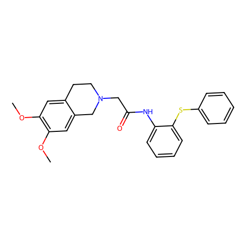 2-(6,7-dimethoxy-3,4-dihydro-1H-isoquinolin-2-yl)-N-(2-phenylsulfanylphenyl)acetamide structure