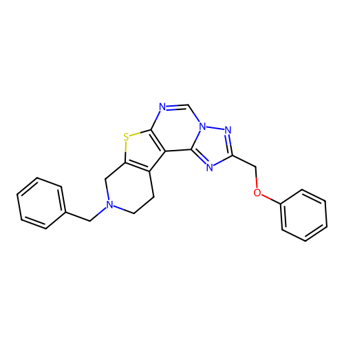 9-benzyl-2-(phenoxymethyl)-8,9,10,11-tetrahydropyrido[4',3':4,5]thieno[3,2-e][1,2,4]triazolo[1,5-c]pyrimidine structure