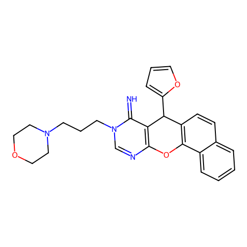 7-(furan-2-yl)-9-(3-morpholinopropyl)-7H-benzo[7,8]chromeno[2,3-d]pyrimidin-8(9H)-imine structure