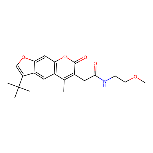 2-(3-(tert-butyl)-5-methyl-7-oxo-7H-furo[3,2-g]chromen-6-yl)-N-(2-methoxyethyl)acetamide structure