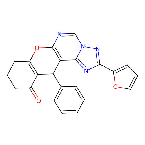 2-(furan-2-yl)-12-phenyl-8,9,10,12-tetrahydro-11H-chromeno[3,2-e][1,2,4]triazolo[1,5-c]pyrimidin-11-one structure