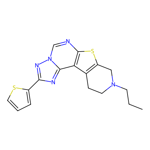 9-propyl-2-(thiophen-2-yl)-8,9,10,11-tetrahydropyrido[4',3':4,5]thieno[3,2-e][1,2,4]triazolo[1,5-c]pyrimidine structure